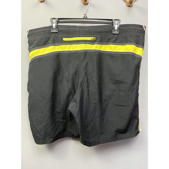 Nike Board Shorts Swim Trunks Mens size Large Black Yellow Drawstring Lined - Picture 2 of 7
